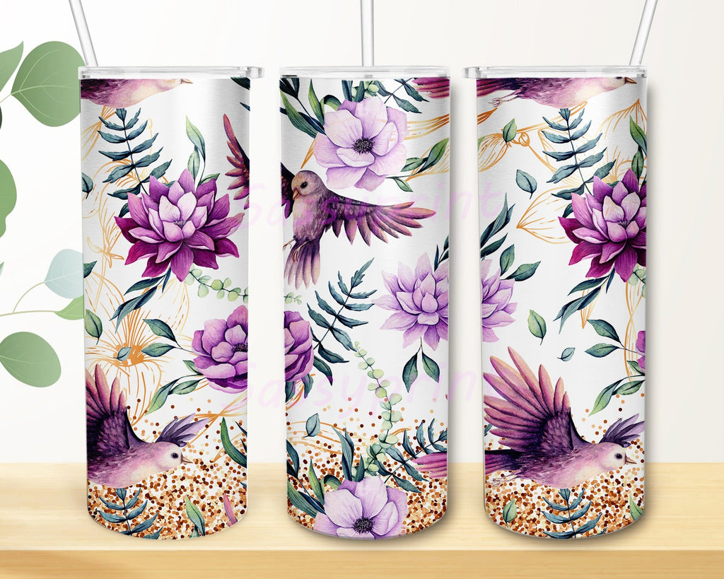 Purple Floral Cross 20oz Tumbler Wrap Christian Tumbler Design, 20