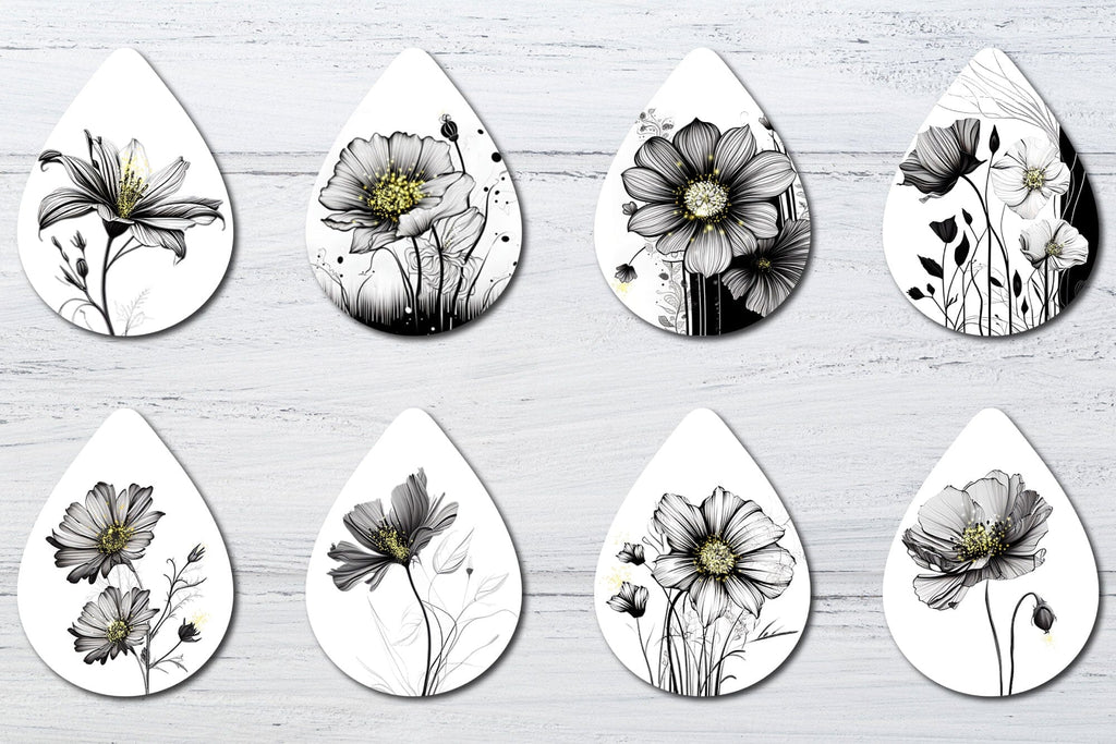 Flowers earrings sublimation, earrings sublimation design,Hy