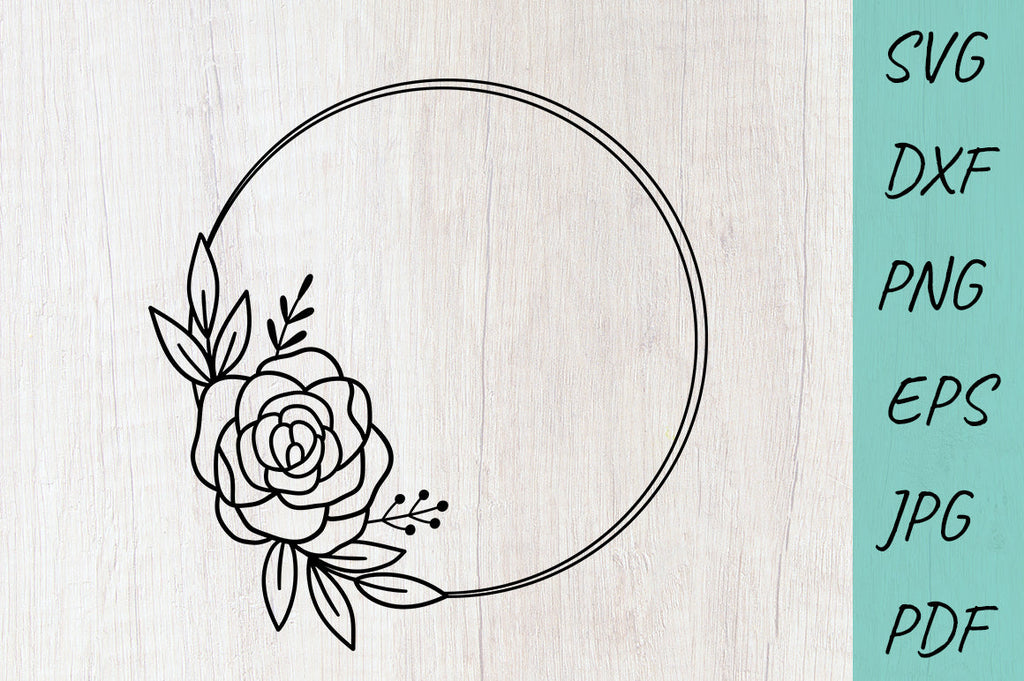 Rose Monogram svg, Rose Wreath Svg, Flower Monogram Frame Svg, Name Frame  Svg, Girl Initial Border Svg for Cricut, Silhouette File Dxf Png