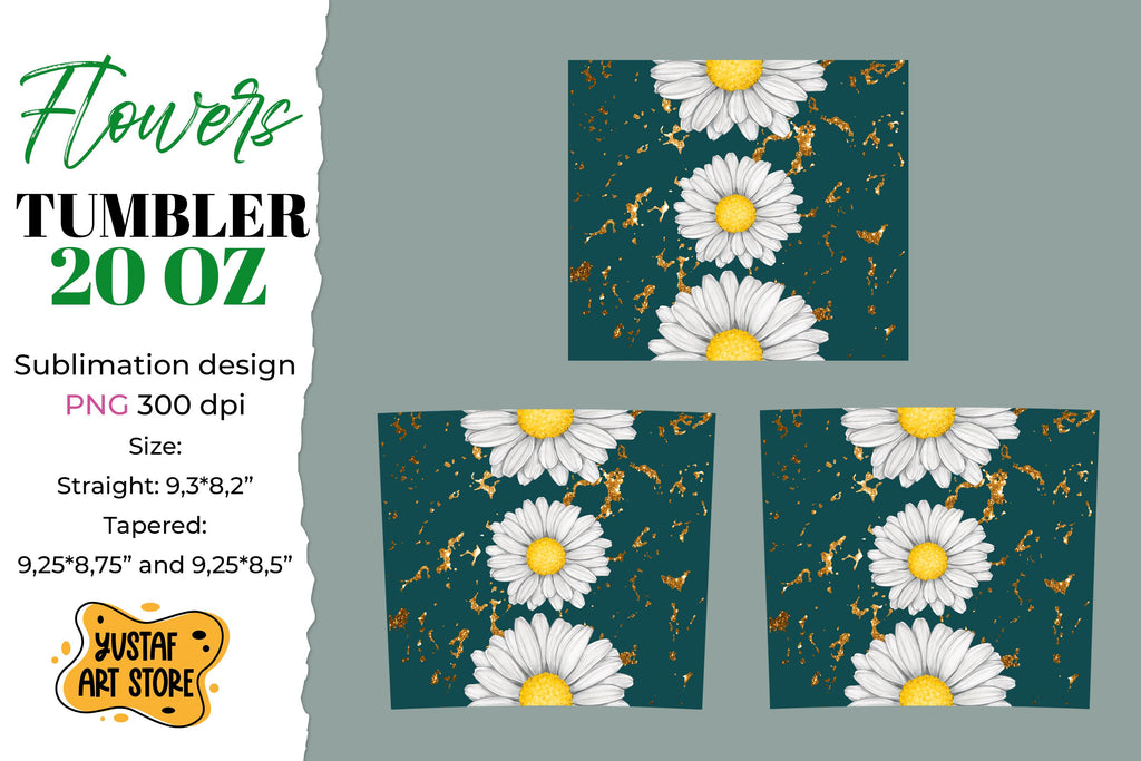 Tumbler sublimation design with daisy