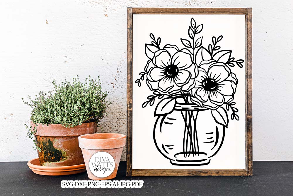 Flowers in Vase SVG | Boho Farmhouse Design - So Fontsy
