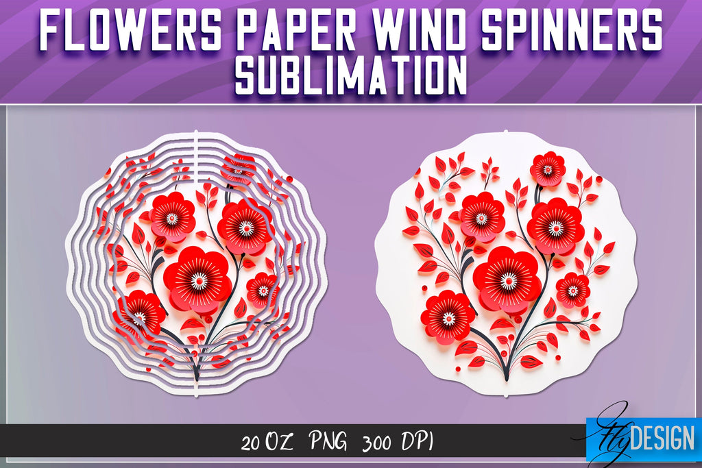 Flowers Paper Wind Spinners Sublimation - So Fontsy
