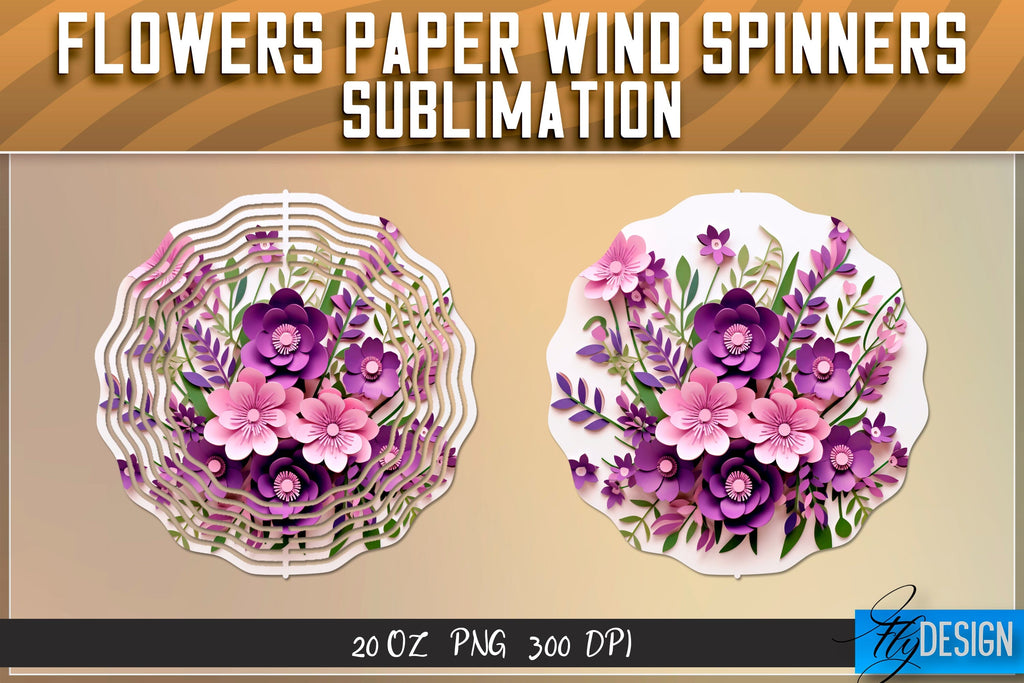 Flowers Paper Wind Spinners Sublimation - So Fontsy