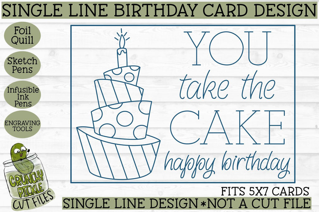 Foil Quill Birthday Card SVG File, Single Line svg, Sketch s - Inspire  Uplift