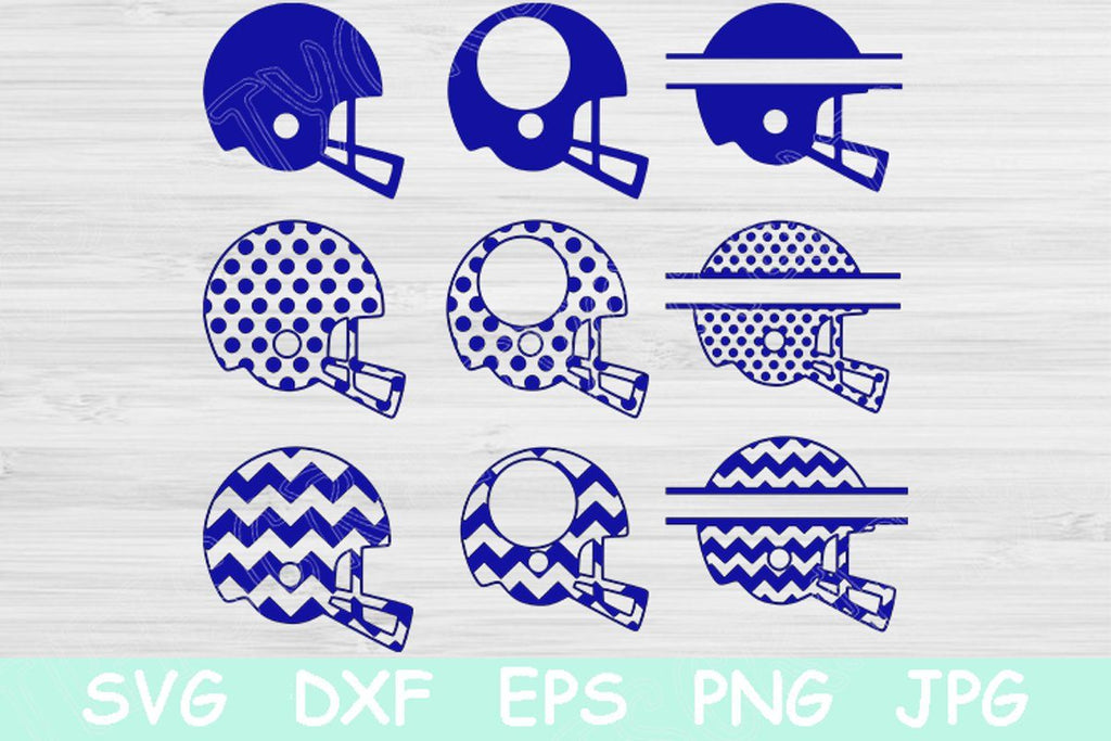 Football Helmet Svg, Football Svg. School Spirit Cricut and Silhouette Cutting Files. Split Chevron Dots Sports Transfer Iron On Designs
