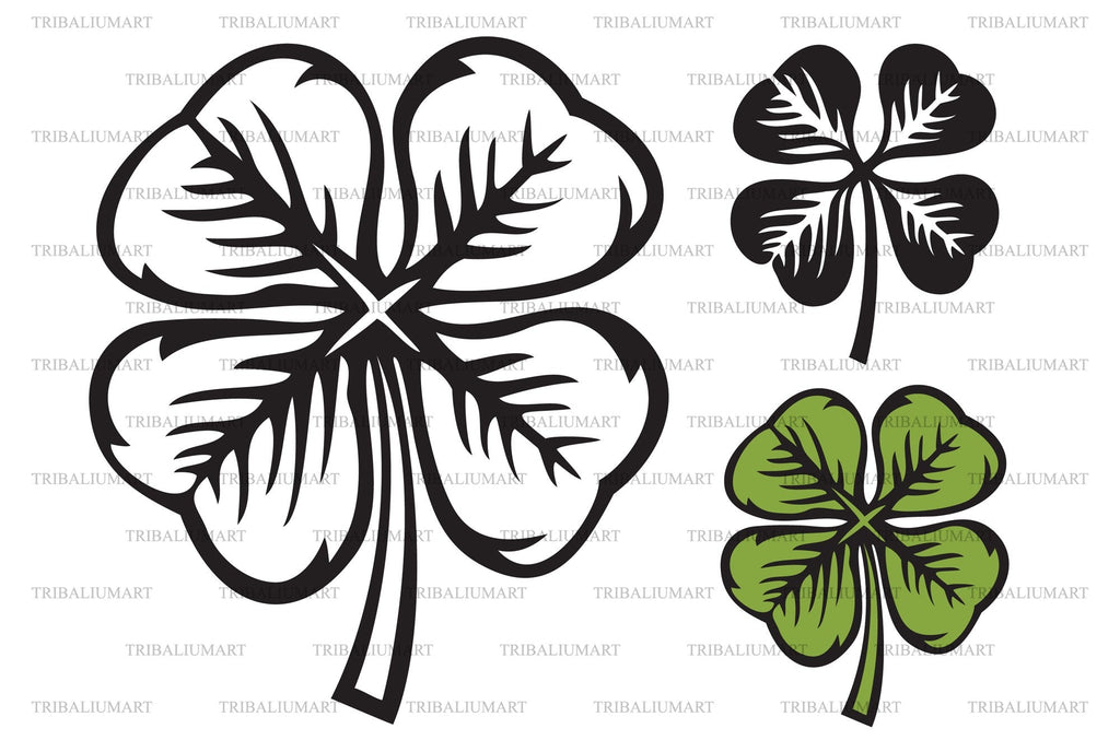 Four - leaf clover. Cut files for Cricut. Clip Art silhouette (eps, svg ...