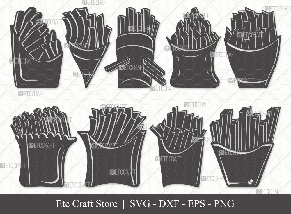 French Fries Silhouette SVG Cut File | Fries Svg | Fast Food Svg ...