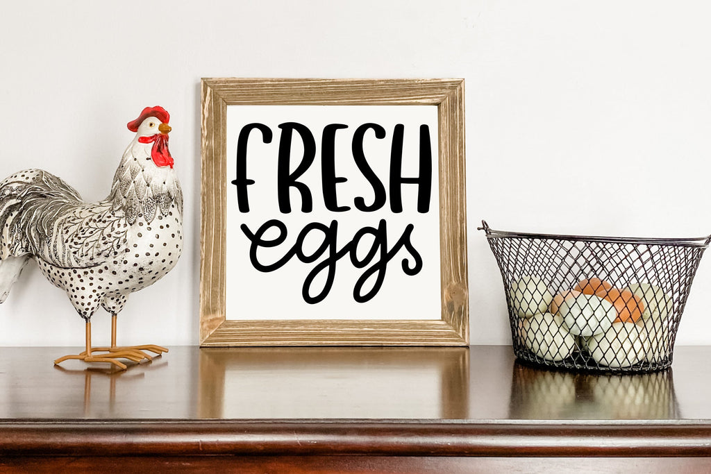Fresh Eggs | Kitchen Sign SVG Cut File - So Fontsy