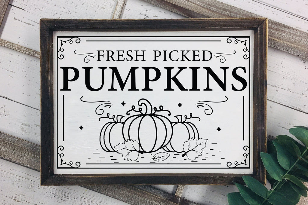 Fresh Picked Pumpkins SVG, Fall Sign SVG - So Fontsy