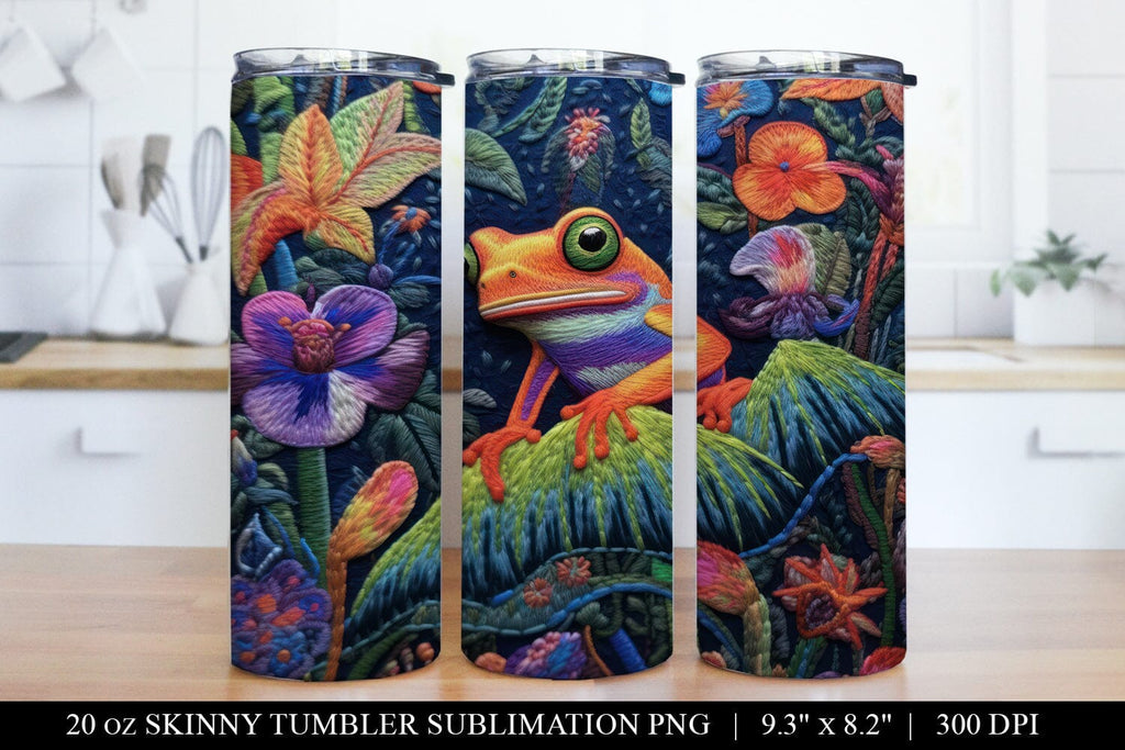 Frog Tumbler Wrap PNG, 20OZ Skinny Tumbler PNG - So Fontsy