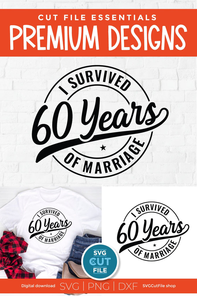 Diamond Wedding Anniversary 60 Years SVG
