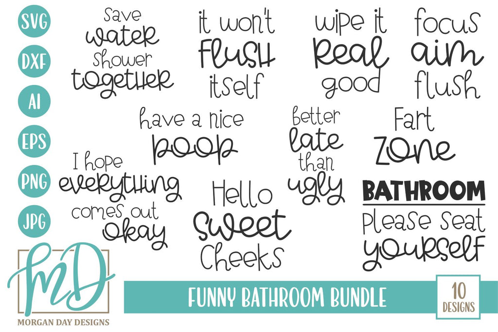 Funny Bathroom SVG Bundle - Bathroom Humor SVG - Bathroom Sign - So Fontsy