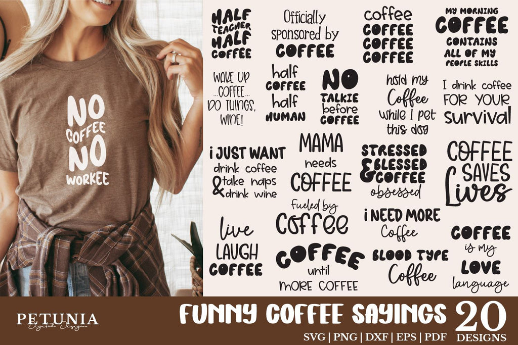 10 Coffee typography t shirt design bundle / 10 eps coffee tshirt / 10 pdf  coffee t shirt/