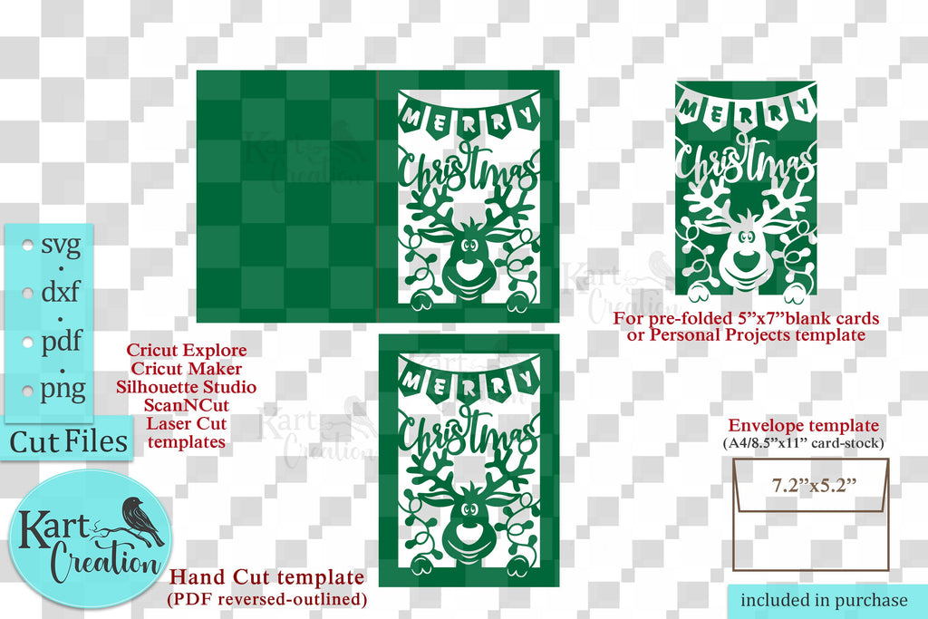 Funny Deer Christmas card svg for Cricut laser cut machines - So Fontsy