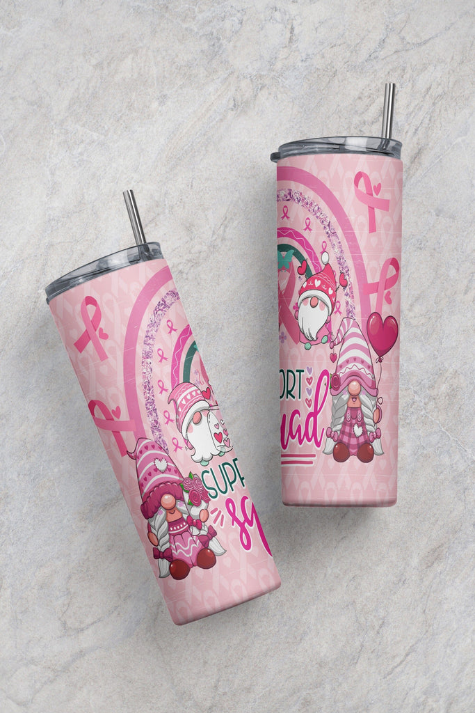 Funny Gnomies Support Squad Breast Cancer Awareness Month, 20 oz skinny  tumbler design sublimation, Digital Download Prints - PNG - So Fontsy