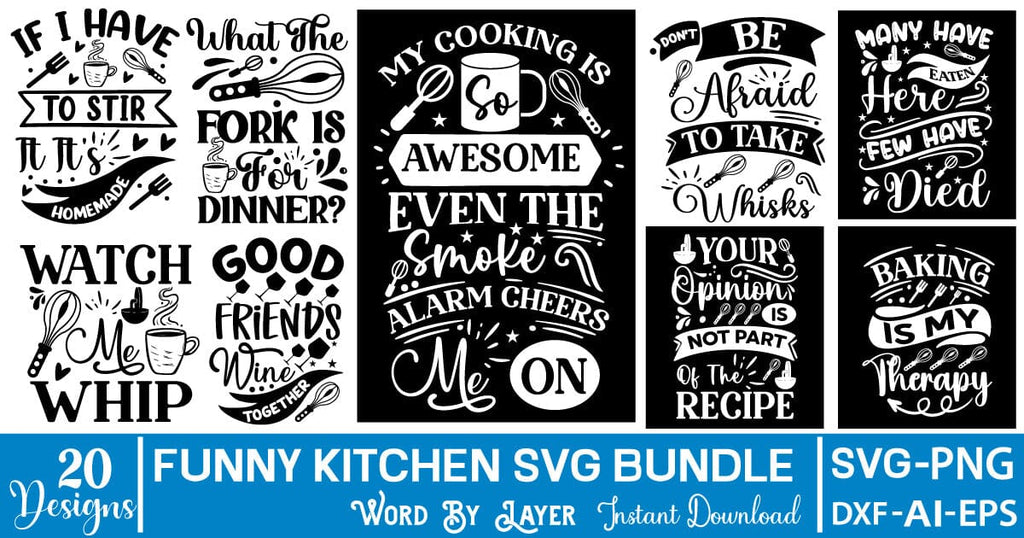 Funny Kitchen Sayings SVG Set Set of 4 Kitchen Themed Tea -  Israel