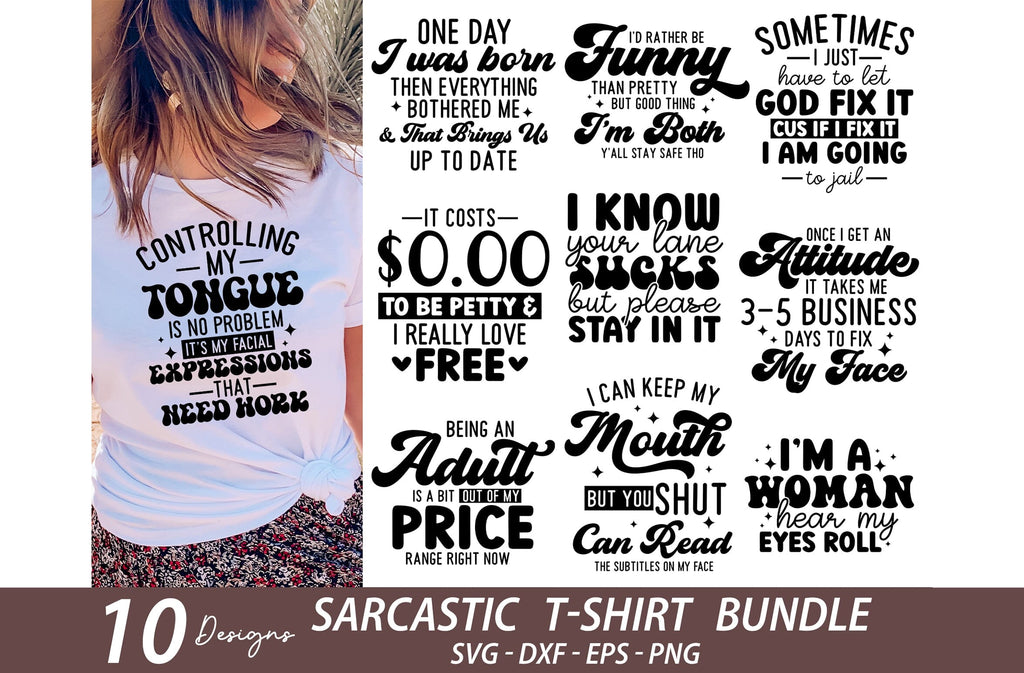 Funny Sarcastic T-shirt Bundle, Sarcastic Svg, Funny Svg, Funny Mom Svg