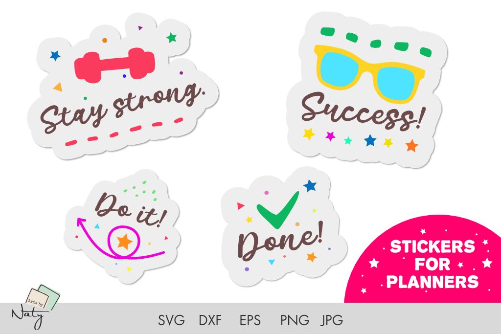 Funny stickers for planners SVG DXF set. - So Fontsy