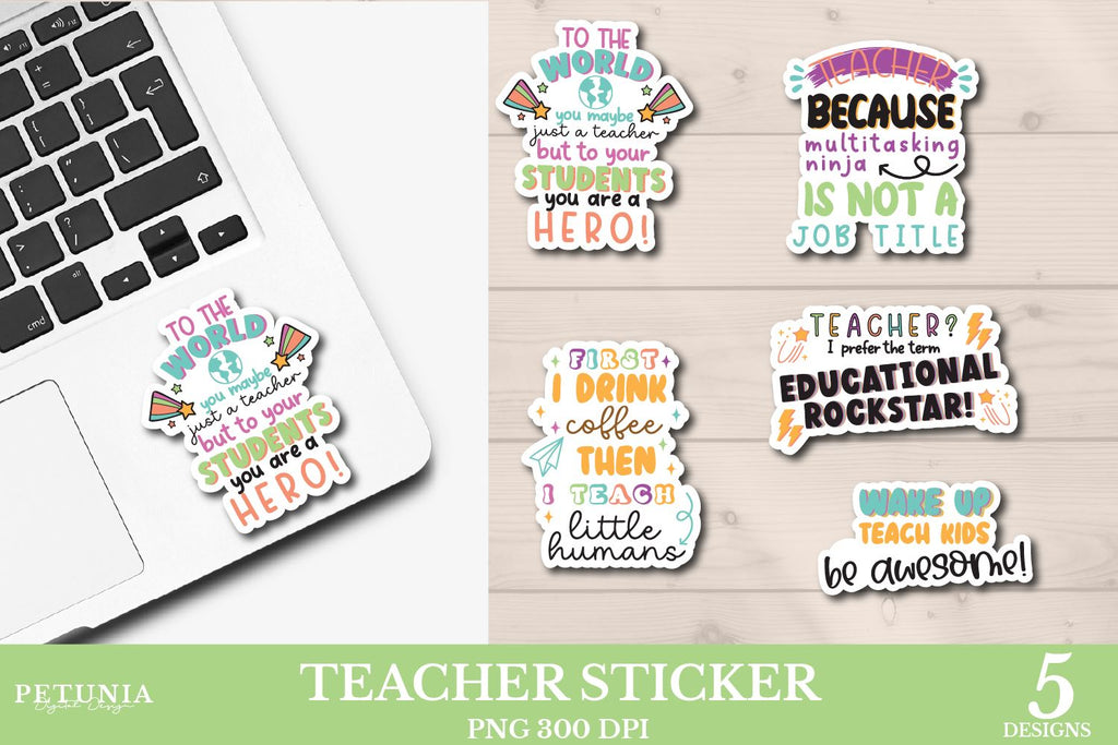 Teachers Sticker Bundle - Printable Stickers for Teachers - So Fontsy