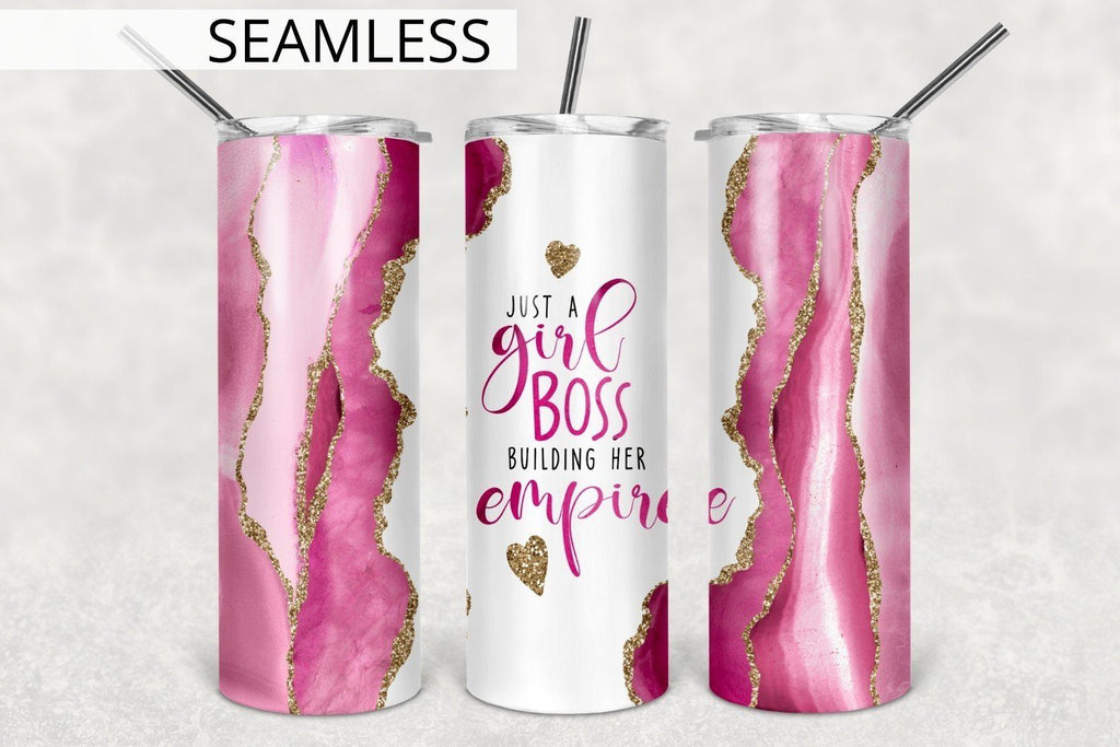 Girl Boss Tumbler Sublimation Design, 30 oz & 20 oz Skinny Tumbler,  Seamless Design - So Fontsy