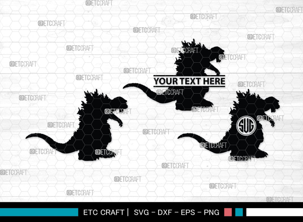 Godzilla Monogram, Godzilla Silhouette, Godzilla Svg, Rodan Godzilla 