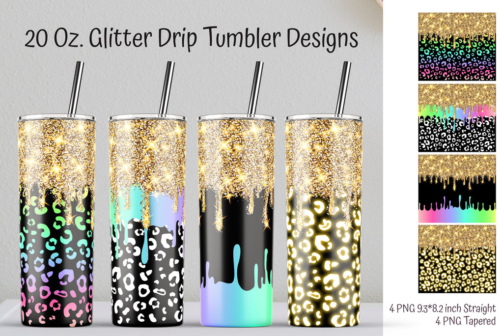 Glitter Tumbler Wrap Animal Print Sublimation Tumbler