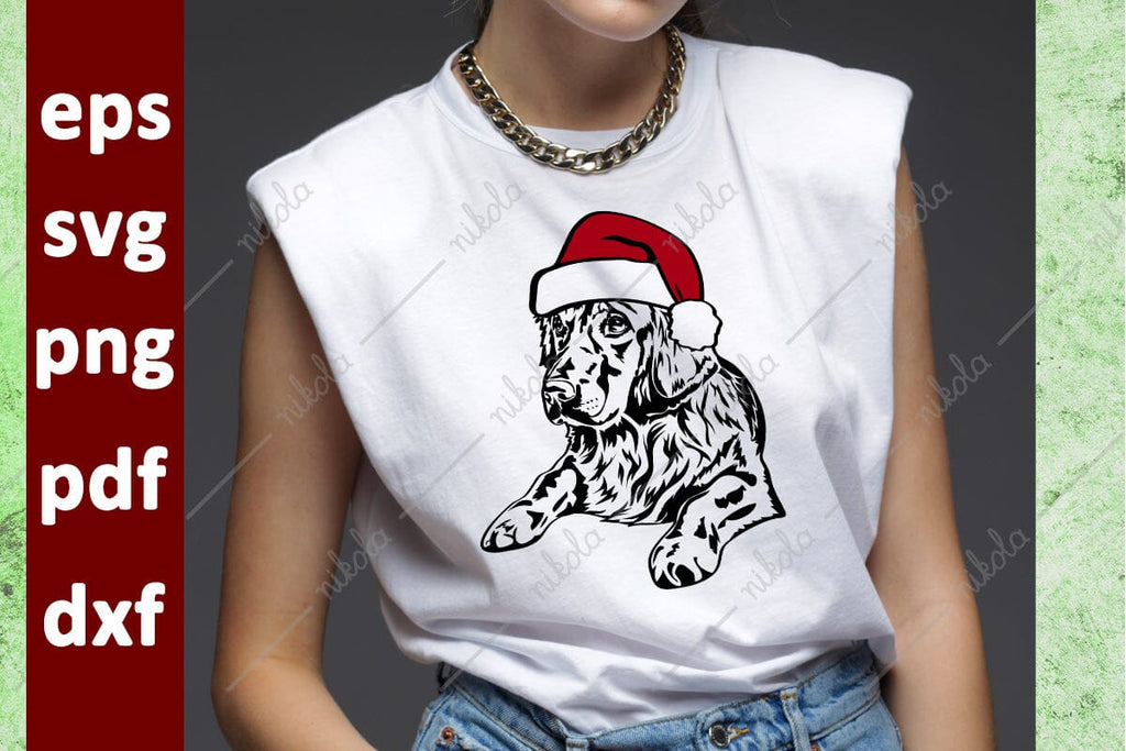 Golden Retriever Santa Hat Cut File Clipart PNG SVG EPS DXF PDF - So Fontsy