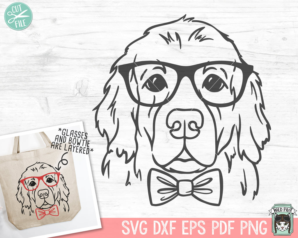 Golden Retriever svg file, Dog with Glasses svg, Dog with Bowtie svg ...