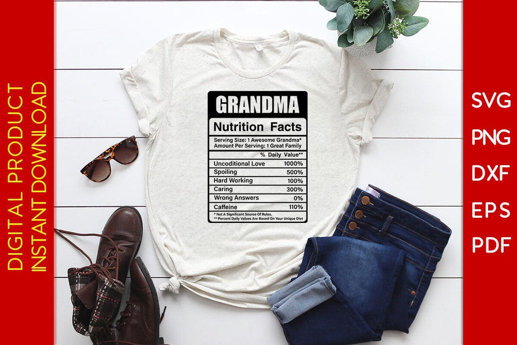 Grandma Nutrition Facts Svg Png Pdf Cut File So Fontsy