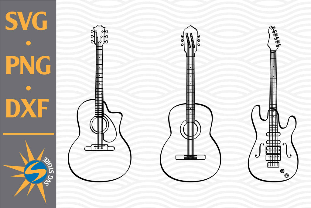 Guitar Outline SVG PNG DXF Digital Files Include So Fontsy