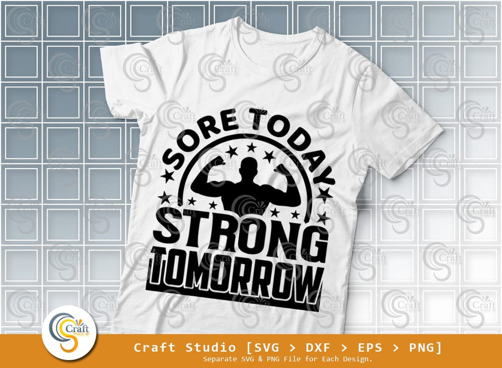 Sore today strong tomorrow workout gym typography quotes design