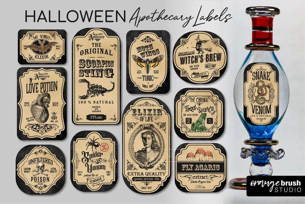 16 Stickers 2” Tall Halloween Potion Bottle Label Apothecary Harry Potter  Dragon
