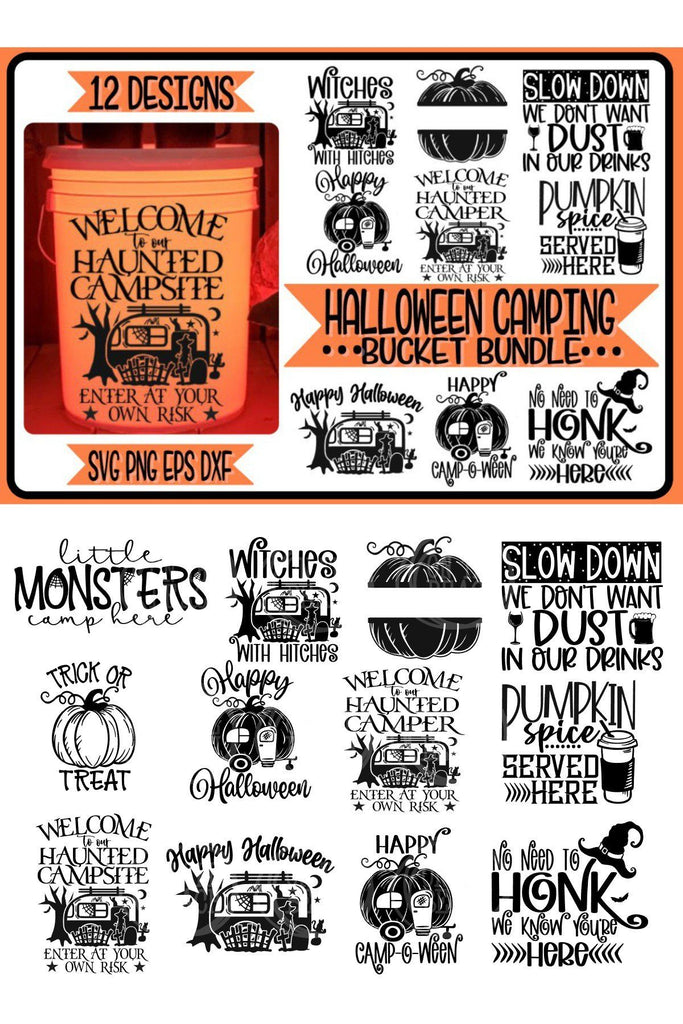 Halloween Camping Bucket SVG Bundle 12 Designs SVG PNG EPS DXF So