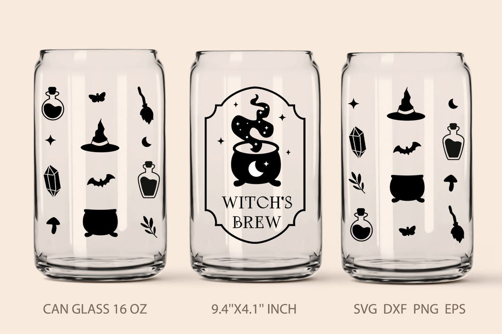 Halloween can glass wrap witches brew - So Fontsy