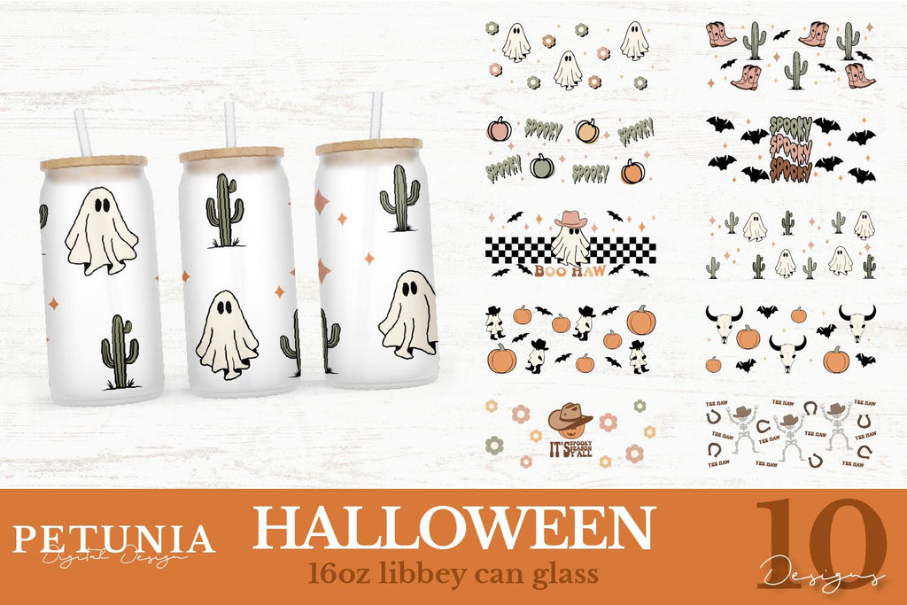 Halloween Can Wrap | 16oz Libbey Can Glass Wrap SVG Bundle - So Fontsy