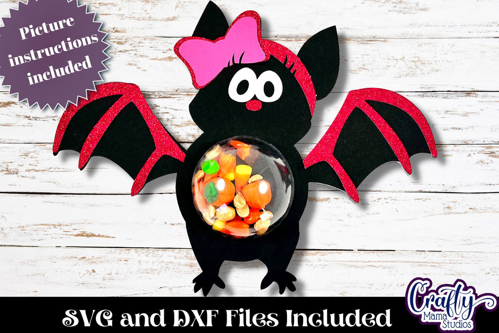 Halloween Candy Dome Holder, Candy Ornament Bat Girl Svg - So Fontsy