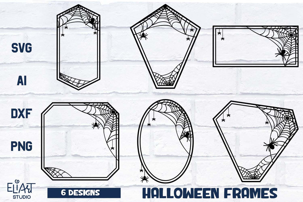 Halloween Frame SVG Bundle, Spider Web Monogram SVG, Spooky Designs ...