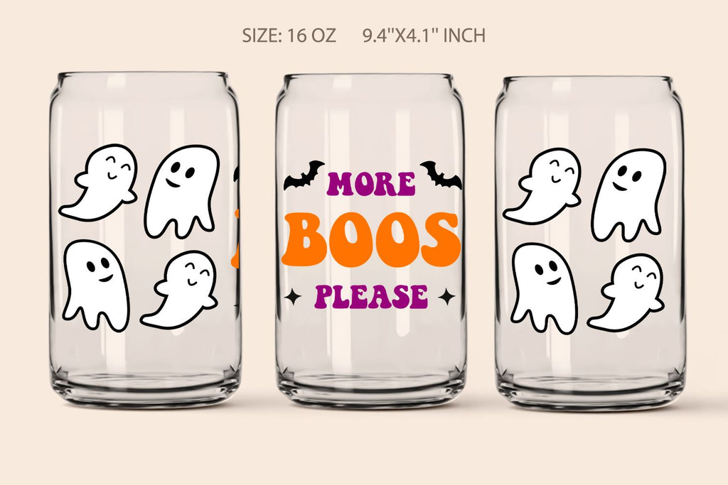 Boo Ghost Halloween Icons Beer Can Glass Cup