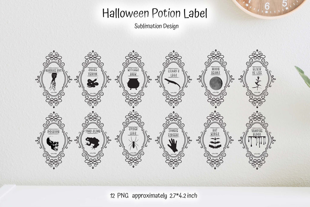 Vintage Potion Labels Halloween Apothecary Stickers Bundle - So Fontsy
