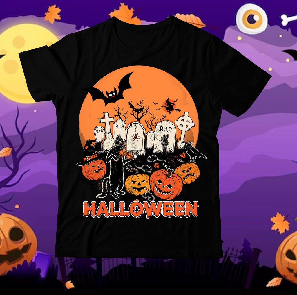 Halloween T-shirt Design With Pumpkin Concept PNG Images