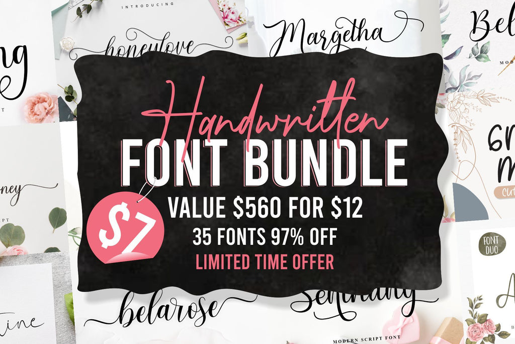 Handwritten Font Bundle 35 Fonts - So Fontsy