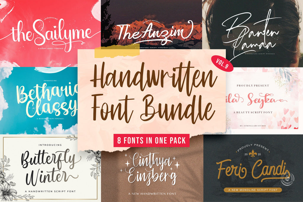 20 FONTS Handwriting Font Bundle Vol. 4, Font Bundle for Cricut