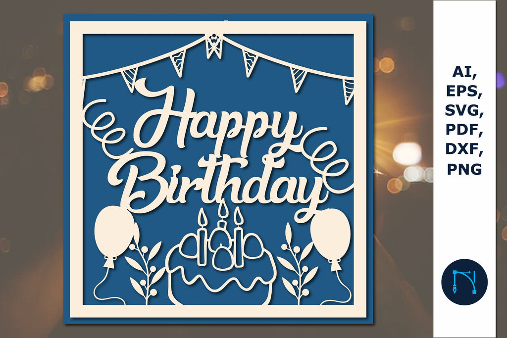 Happy Birthday Greeting Card Paper Svg - So Fontsy