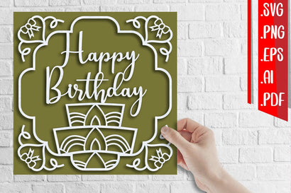 Happy Birthday Papercut 4 - svg eps ai png pdf 3D Paper zafrans studio 