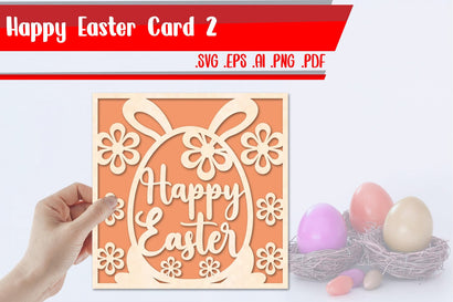 Happy Easter card 2 svg dxf eps ai png pdf 3D Paper zafrans studio 