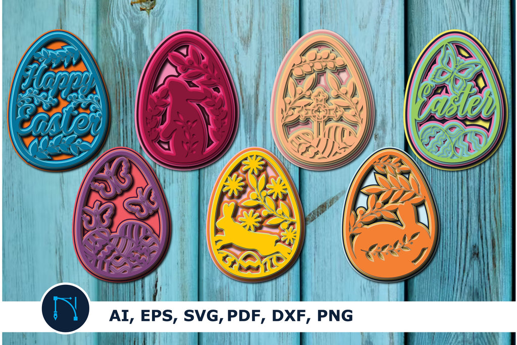 Happy Easter egg SVG, 3d egg bundle - So Fontsy