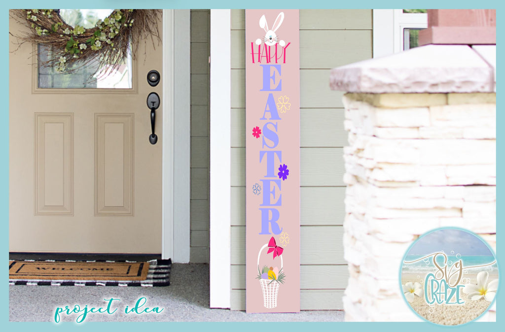 Happy Easter Tall Vertical Front Porch Sign Quote SVG - So Fontsy