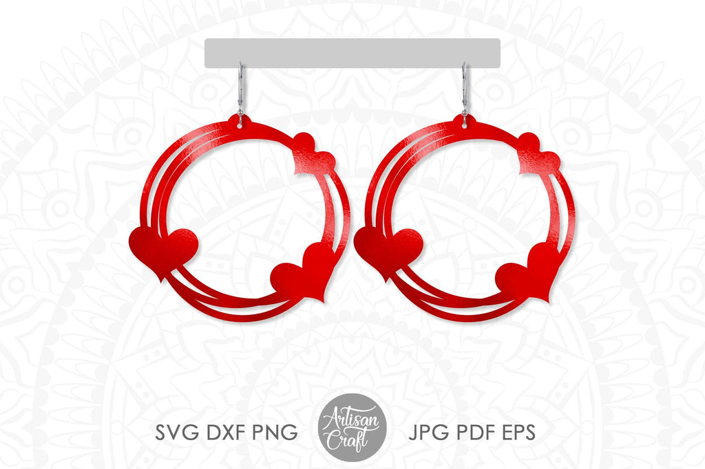 Heart earrings SVG, Valentines earrings, SVG cut files By Artisan Craft SVG