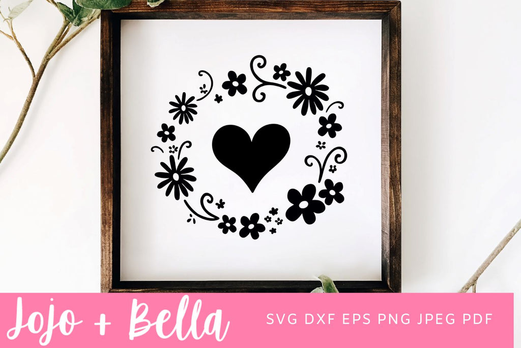 Heart Flower Wreath svg, Valentines Wreath svg, Valentines Day Svg ...