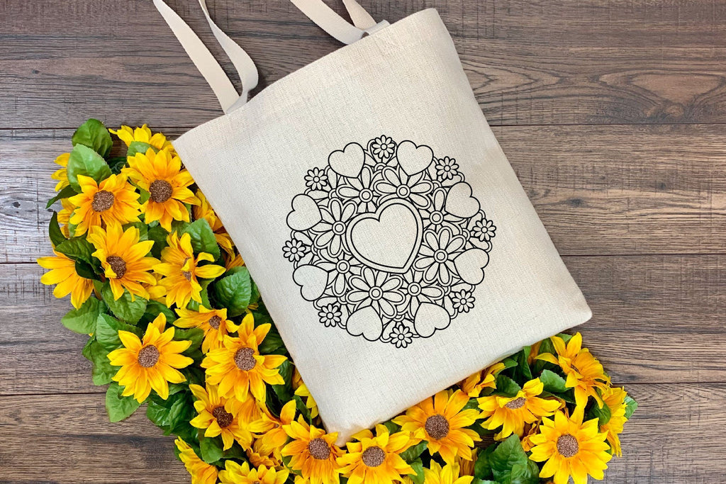 Heart Mandala SVG with Flowers, Love Circle and Split Monogram SVG, 5 ...